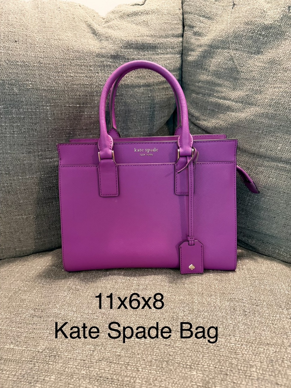 Kate Spade Purple Leather Satchel with Top Handles